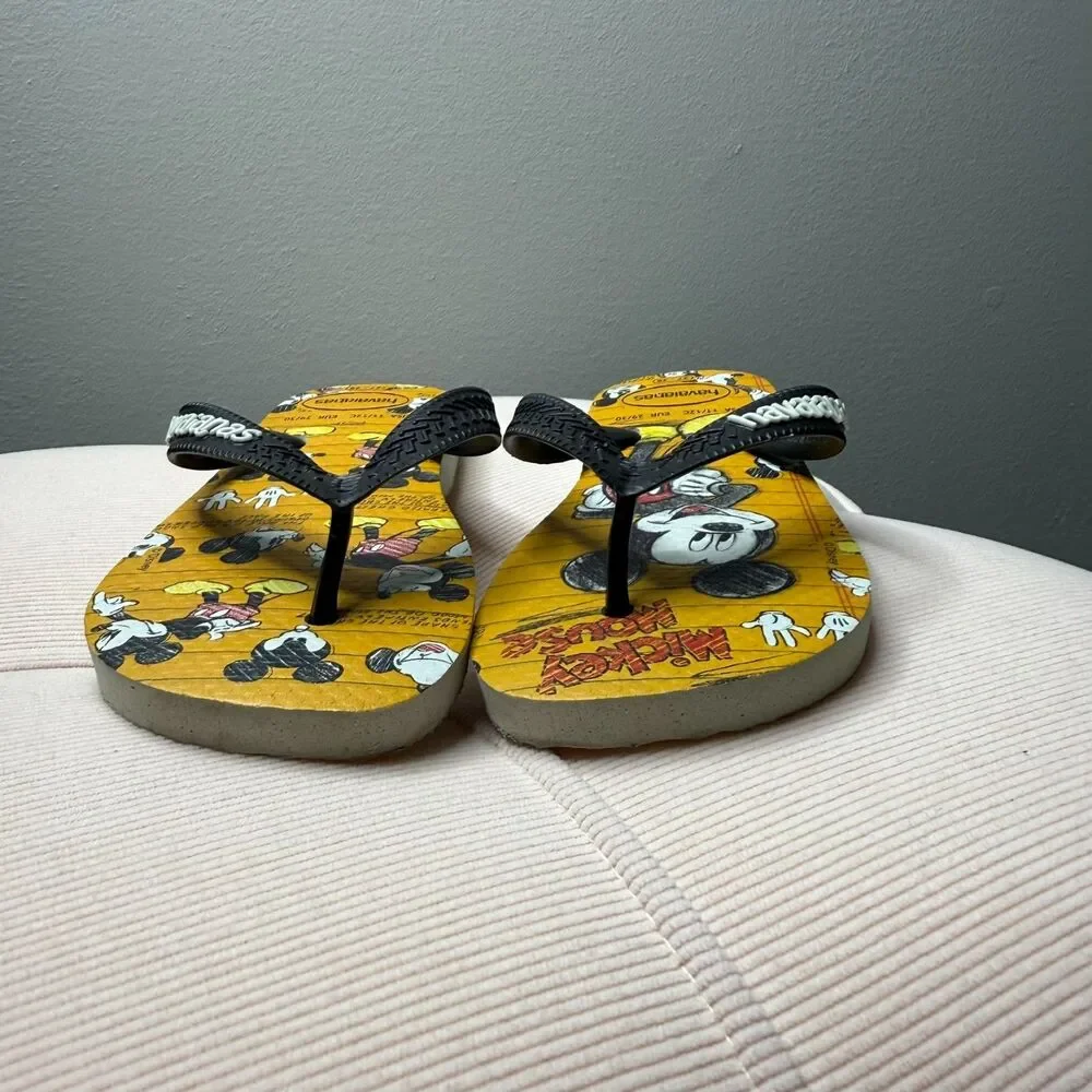 Havaianas Disney Mickey Mouse‎ Flip Flops Unisex Kids 11/12 (27/28) Yellow Black
